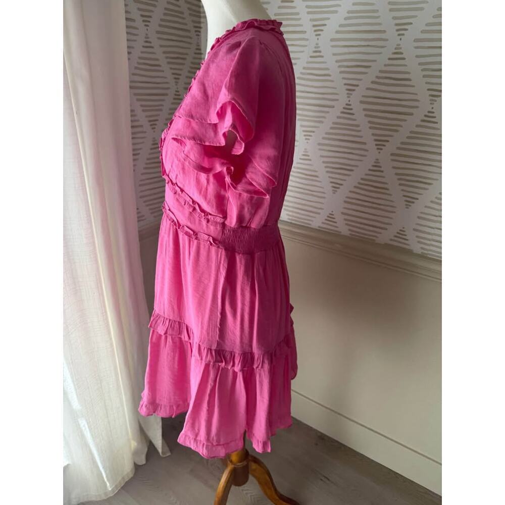 NWT Umgee Women’s Medium Hot Pink Mini Ruffle Dress - Picture 2 of 5